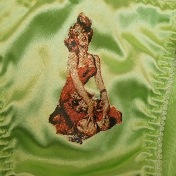 Vintage Inspired RARE Lime Green Satin Pantie - Picture 3 of 9